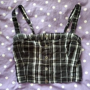 Black and White Plaid Crop Top Tank